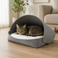 Nouveau design, lit pour chat à double usage, confortable, semi-fermé, avec coussin en peluche pour la chambre à coucher et le salon