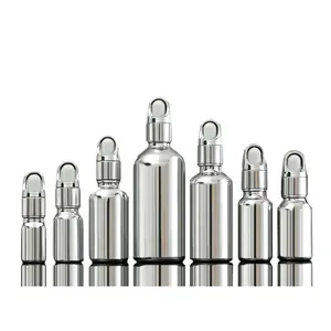10ml 20ml 30ml 50ml 100ml glänzende UV-Elektro platte Silber Kosmetik Ätherisches Öl Glas Tropf flasche
