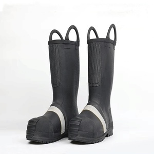 Black Rubber Safety <b>Boots</b> <b>Slip</b>-<b>On</b> With Mesh Panel And Pull Handles For Work Protection - Product Image 1