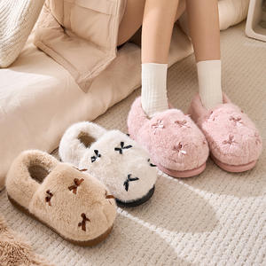 Pantofole da casa invernali da donna coreane all'ingrosso, calde e morbide, in cotone con fiocco a farfalla, con fondo spesso, per interni ed esterni - Product Image 3