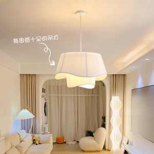Modern Nordic Style Creamy Minimalist Bedroom Chandelier Creative Fabric <b>Lamp</b> for Master Bedroom Dining Room <b>Study</b> Living Room - Product Image 1