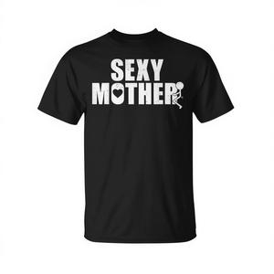 T-shirt Sexy Mother en coton noir unisexe pour adulte, col rond, manches courtes, promotionnel - Product Image 2