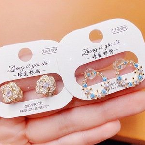 S925 Silver Needle Sparkling Flash Zircon Pearl <b>Stud</b> <b>Earrings</b> Vintage Hyperbole Rhinestone Shiny <b>Earring</b> <b>Earring</b> Mix Shipping - Product Image 3