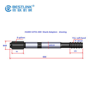 Adaptador de Haste para Martelo Perfurador Conectando com Barras de Extensão do Perfurador - Product Image 6