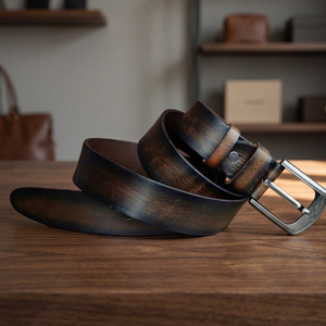 Ceinture pour homme en cuir de vachette avec boucle ardillon en acier, logo personnalisé imprimé, écologique, vintage, robuste, imperméable, largeur 3,8 cm - Product Image 6