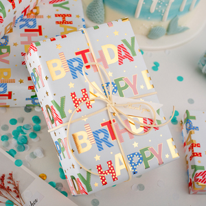 Happy Birthday <b>Pattern</b> Gift Wrapping <b>Paper</b> Double-Sided Art <b>Paper</b> for Party Packaging - Product Image 1