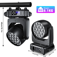 U`King 19*15 RGBW 4-en-1 Projecteur de Scène Mobile à Faisceau Concentré 300W DMX512, 19 Têtes Mobiles LED Zoom 15W