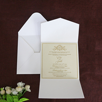 Cartes de mariage en velours à trois volets, invitation pliante de poche noire