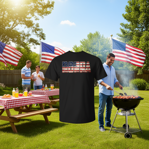 T-shirt Poppa Bold con bandiera patriottica americana, regalo per la festa del papà, maglietta nera da uomo - Product Image 3