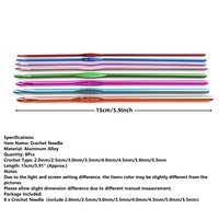8Pcs 2-5.5mm Différentes Tailles Colorées Aluminium Crochet Crochets Aiguilles Set Outils