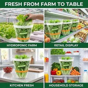 Sac d'emballage trapézoïdal en CPP pour laitue avec trous d'aération pour l'emballage en vrac de légumes et herbes fraîches - Product Image 5