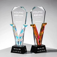 Trophée en cristal coloré personnalisé et créatif, récompense pour employé de l'année, pour réunion annuelle, nouveau design en verre gravé
