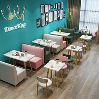Meubles de restaurant et café modernes, ensemble de table et chaises en métal avec banquette, table basse pour hôtel, restaurant, bar, restauration