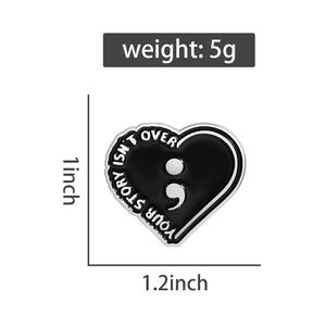 Jouw Verhaal Gaat Niet Over Email Pin Puntkomma Hart Broche Revers Badge Inspirerende Sieraden Cadeau Voor Vrienden - Product Image 6