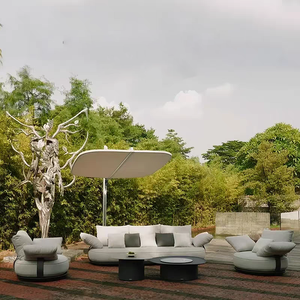 Meubles de patio extérieurs modernes et contemporains pour hôtel, en teck et aluminium, ensembles de canapés de loisirs pour usage en jardin - Product Image 2