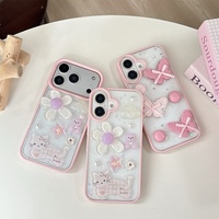 Coque de téléphone pour iPhone 17 Pro Max, motif papillon rose, design ours, coque en TPU transparente antichoc pour iPhone 16 Pro 15 14