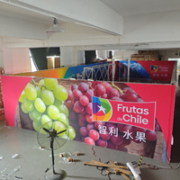 Affichage publicitaire suspendu en tissu rétroéclairé par LED lumineuses pour stand de salon professionnel, facile à transporter, commande en gros, service OEM, livraison rapide