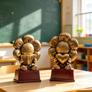 Trofeo de Girasol de Resina Grabado Personalizado, Premio Artesanal Vintage para Niños, Trofeo de Recompensa al por Mayor, Regalo de Incentivo Escolar - Product Image 1