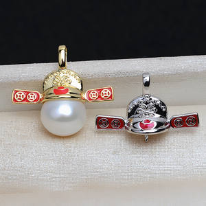 Pendentif en argent S925, symbole de richesse, accessoires de bijoux DIY pour femmes, plateau vide pour perles baroques de 10 à 15 mm, semi-fini, 3979 - Product Image 1