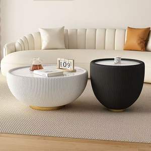 Juego de Mesa de Centro Moderno y Minimalista con Patas Doradas Resistentes, Superficie de Mármol y Funciones de Encaje, para Sala de Estar - Product Image 3