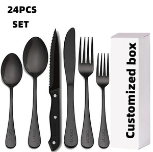 24 piezas de acero inoxidable 410 chapadas en oro, vajilla de cocina, juego de cubiertos, superventas - Product Image 2