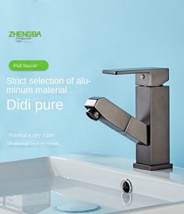 Grifo de Baño Extraíble de Aluminio 6063 Color Gris Metálico con Retorno por Gravedad, Manguera Silenciosa y Mezclador Cuadrado para Lavabo, Ideal para Hogares y Hoteles Modernos - Product Image 3