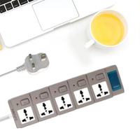 Multiprise intelligente 5 voies avec interrupteurs individuels, norme britannique, pour la maison et le bureau