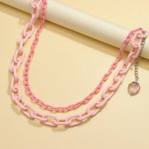 Chaîne de taille en acrylique rose double couche Yueli avec pendentif fraise pour femme, chaîne de corps tendance pour usage quotidien - Product Image 3