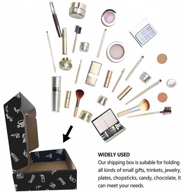 Black Pattern press on mail packaging boxes custom Corrugated Cardboard Mailing box