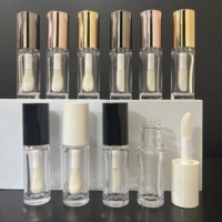 Tube de gloss à lèvres rond transparent ISMAN 6 ml avec grand applicateur, emballage vide pour gloss à lèvres blanc, noir, café, rose doré, logo personnalisé