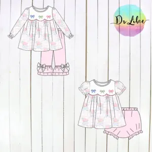 可爱儿童服装套装甜美婴儿两件套定制情人节刺绣学步女孩服装