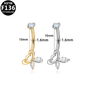 <span class=keywords><strong>Piercing</strong></span> para Ombligo Getta de <span class=keywords><strong>Titanio</strong></span> G23 14G ASTM-F136 Bañado en Oro Joyería Corporal de Moda - Product Image 6