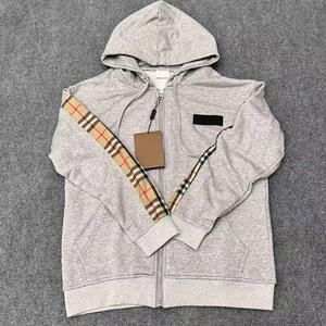 2025 yeni varış kahverengi Gird kapşonlu ceket yüksek kalite 1:1 bahar ve sonbahar erkekler için klasik bez Hoodie moda Bur Berry - Product Image 4