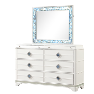 Luxury 5-Piece Queen Bedroom Set with Wood Construction Adjustable Height Dresser Storage Contemporary Design White Finish - Product Image 6