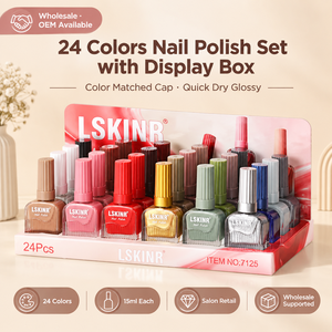 24 Colors <b>Nail</b> <b>Polish</b> Set with Display Box <b>Quick</b> <b>Dry</b> Glossy Color Matched Cap Salon Retail Wholesale OEM Private Label - Product Image 1