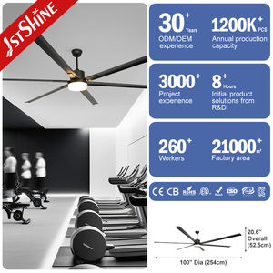 Ventilateur de plafond pour plafonnier, grand format, 100 pouces, avec lame métallique, éclairage LED, 2 en 1 - Product Image 1