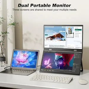 Moniteur portable double 15,6 pouces FHD 1080P IPS pliable, extension d'écran pour ordinateur portable, USB C Plug & Play pour les affaires et les jeux - Product Image 2