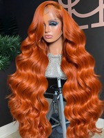 Cheveux vierges birmans HD en dentelle transparente, double épaisseur, pointes épaisses, achat en gros, rouge cuivré # 350 perruques en cheveux humains