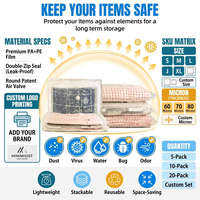 Transparent Nylon PA + PE tissu organisateur vide sac de rangement économiseur d'espace vide sacs de rangement fermeture éclair vide sacs de rangement pour vêtements