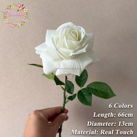 Fleur artificielle de haute qualité, rose blanche à volants, rose au toucher réaliste pour la décoration de table de mariage