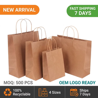 Sacs en papier kraft personnalisés avec logo, sacs de courses en papier kraft, sacs alimentaires en papier kraft, poignée torsadée, toutes tailles, livraison directe d'usine, matériau écologique