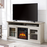 Meuble TV contemporain, console de divertissement moderne avec insert de cheminée de 18 pouces pour téléviseurs jusqu'à 65 pouces