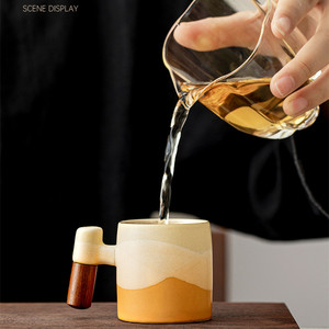 <span class=keywords><strong>Set</strong></span> di tazze da caffè in stile MSH mediorientale in ceramica Arabia saudita 4 tazze <span class=keywords><strong>con</strong></span> manico in legno - Product Image 5