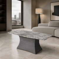 Table basse moderne en marbre artificiel avec base en ciment pour salon, mobilier d'intérieur, hôtel, personnalisable
