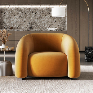 Sillón Individual de Diseño Creativo Italiano Minimalista, Tapizado en Terciopelo, Curvo, para Sala de Estar y Salón, Estilo Nórdico con Base de Metal - Product Image 2