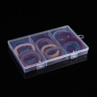Boîte de rangement rectangulaire transparente à 3 compartiments avec couvercle rabattable pour cartes de visite et petits objets, organisateur de bureau