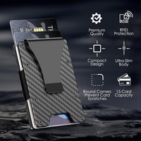 Dompet Kartu Pop Up Logam Minimalis Pria, Aluminium, Anti-RFID, dengan Penjepit Uang untuk Saku, Anti Maling, Hadiah Bisnis