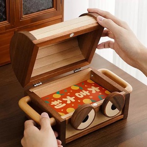 Children's Wooden <b>Treasure</b> <b>Box</b> Piggy Bank Solid Wood Storage <b>Box</b> With Handle For Kids Money Saving - Product Image 3
