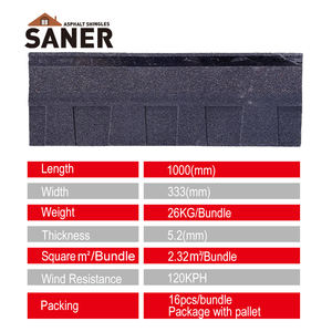 Bardeaux d'asphalte noirs <span class=keywords><strong>double</strong></span> couche de haute qualité, imperméables, faciles à installer, résistants à la chaleur, fabriqués en Chine pour les maisons - Product Image 5