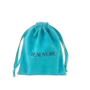 Luxury Necklace Jewelry <b>Gift</b> Container Custom Logo Printed Small Velvet Drawstring <b>Bag</b> - Product Image 1